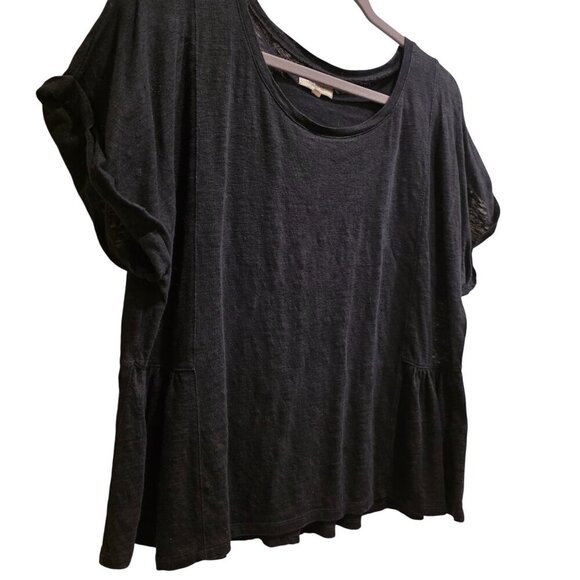 Madewell Womens Black Linen Peplum Top Size XL - Picture 5 of 11